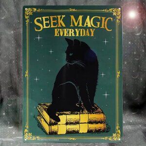 😽 BLACK CAT Metal Sign 𝐒𝐄𝐄𝐊 𝐌𝐀𝐆𝐈𝐂 𝐄𝐕𝐄𝐑𝐘 𝐃𝐀𝐘 Witch Familiar NEW